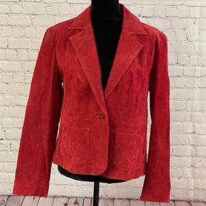 NWT Red Suede Leather Jacket NEW YORK & Co Size 14